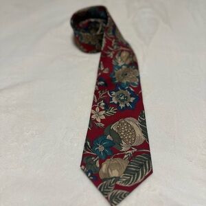 Classic FloralTie in burgundy and blues Imported silk from Italy made in the USA